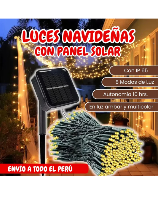 LUCES NAVIDEÑAS CON PANEL SOLAR